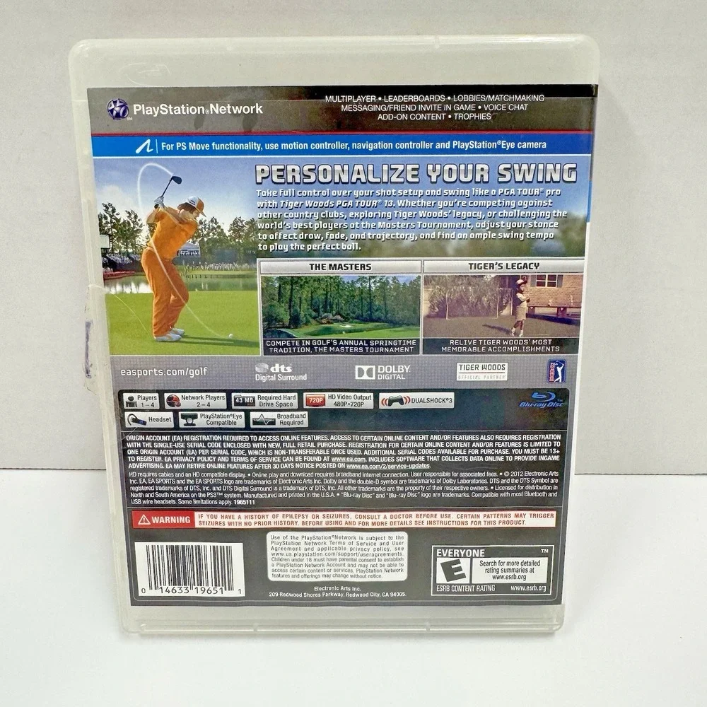 Tiger Woods PGA Tour 13 The EA Experience PS3 Video Game PlayStation 3 W/Manual